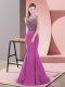 Adorable Purple Prom Dresses Satin Sweep Train Sleeveless Beading