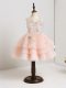 Hot Sale Mini Length Ball Gowns Sleeveless Pink Flower Girl Dress Zipper