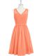 Cute Mini Length Orange Prom Evening Gown Chiffon Sleeveless Lace