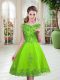Tulle Scoop Sleeveless Lace Up Beading and Appliques Evening Dress in