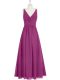 Floor Length Zipper Dress for Prom Fuchsia for Prom and Party and Military Ball with Ruching