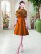 Orange High-neck Neckline Lace Homecoming Dress Cap Sleeves Lace Up