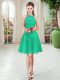 Edgy Turquoise Sleeveless Knee Length Lace Zipper Evening Dress