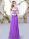 Sexy Purple Quinceanera Court of Honor Dress Prom and Party and Wedding Party with Sequins Scoop Short Sleeves Zipper