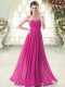 Custom Designed Empire Dress for Prom Fuchsia Sweetheart Chiffon Sleeveless Floor Length Zipper