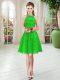 Top Selling Green A-line Lace Prom Party Dress Zipper Sleeveless Knee Length