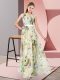 Nice Multi-color Printed Zipper V-neck Sleeveless Floor Length Prom Gown Pattern