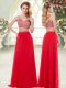 Free and Easy Red Sleeveless Chiffon Zipper Prom Dresses for Prom and Party