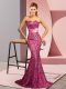 Backless Dress for Prom Pink for Prom and Party and Military Ball with Beading Sweep Train