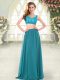 Best Selling Floor Length Two Pieces Sleeveless Teal Prom Party Dress Zipper