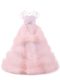 Baby Pink Ball Gowns Tulle V-neck Short Sleeves Beading and Ruffles Floor Length Backless Pageant Dresses