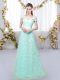 Off The Shoulder Cap Sleeves Lace Up Wedding Party Dress Apple Green Tulle