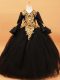 V-neck Long Sleeves Tulle Kids Pageant Dress Beading and Appliques
