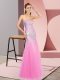 Tulle Sweetheart Sleeveless Zipper Beading Evening Gowns in Rose Pink