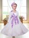 Stylish White Sleeveless Embroidery Ankle Length Toddler Flower Girl Dress