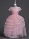 Glittering Appliques Toddler Flower Girl Dress Baby Pink Zipper Sleeveless Floor Length
