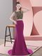 Fuchsia Sleeveless Beading Backless Prom Dress