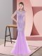 Mermaid Cap Sleeves Lilac Prom Dress Sweep Train Zipper