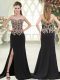 Sleeveless Sweep Train Beading and Appliques Zipper Formal Evening Gowns