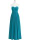 A-line Dress for Prom Teal Sweetheart Chiffon Sleeveless Floor Length Zipper
