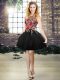 Custom Design Black Tulle Lace Up Scoop Sleeveless Mini Length Prom Gown Embroidery