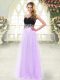 Lilac Sleeveless Floor Length Appliques Zipper Prom Dress