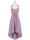 High End Sleeveless Chiffon High Low Zipper Evening Dress in Lilac with Ruching
