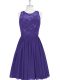 Fantastic Scoop Sleeveless Zipper Prom Party Dress Purple Chiffon