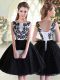 Colorful Black Lace Up Prom Gown Beading and Lace Sleeveless Mini Length