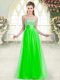 Pretty Floor Length Lace Up Prom Dresses Green for Prom and Party with Beading