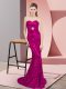 Modern Sweetheart Sleeveless Sweep Train Lace Up Evening Dresses Fuchsia Sequined