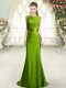 Fabulous Sweep Train Mermaid Prom Gown Green Scoop Sleeveless Backless