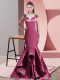 Red Mermaid Beading and Appliques Prom Party Dress Side Zipper Satin Sleeveless