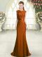 Cute Backless Evening Dress Brown for Prom and Party with Lace Sweep Train