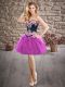 Perfect Mini Length Lace Up Homecoming Dress Purple for Prom and Party with Embroidery