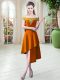 Luxury Orange Sleeveless Satin Zipper Prom Dresses for Prom and Party