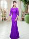Elegant Scoop Half Sleeves Zipper Prom Evening Gown Purple