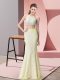 Artistic Floor Length Two Pieces Sleeveless Light Yellow Dress for Prom Backless