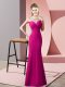 Fantastic Sleeveless Floor Length Beading Zipper Prom Evening Gown with Fuchsia