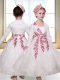 Modern White Zipper Straps Embroidery Flower Girl Dresses Lace Sleeveless