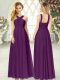Purple Straps Zipper Ruching Prom Gown Sleeveless