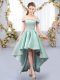 Amazing Off The Shoulder Sleeveless Wedding Party Dress High Low Appliques Apple Green Satin