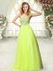 Beauteous Beading Prom Party Dress Yellow Green Zipper Sleeveless Floor Length