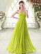 Hot Sale Empire Prom Evening Gown Yellow Green Sweetheart Chiffon Sleeveless Floor Length Zipper