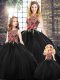 Pretty Black Ball Gowns Embroidery Quinceanera Gowns Zipper Sleeveless Floor Length