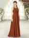 Floor Length Brown Prom Gown Scoop Sleeveless Backless