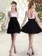 Black A-line Straps Sleeveless Chiffon Mini Length Backless Beading Prom Dress