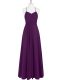 Floor Length Zipper Prom Dress Eggplant Purple for Prom and Party with Ruching
