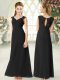 Black Empire Straps Sleeveless Chiffon Ankle Length Zipper Lace Dress for Prom