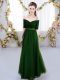 Extravagant Green Short Sleeves Tulle Lace Up Bridesmaid Dresses for Prom and Party and Wedding Party